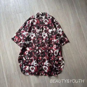 BEAUTY&YOUTH 플라워 프린트 밴드 카라 셔츠