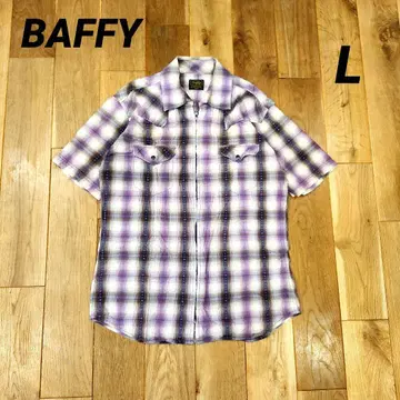 BAFFY 버피 반팔 지퍼 셔츠 옴브 체크 퍼플 L