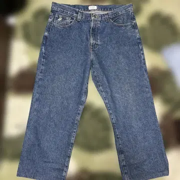 DKNY JEANS 와이드 레그 데님 인디고 블루