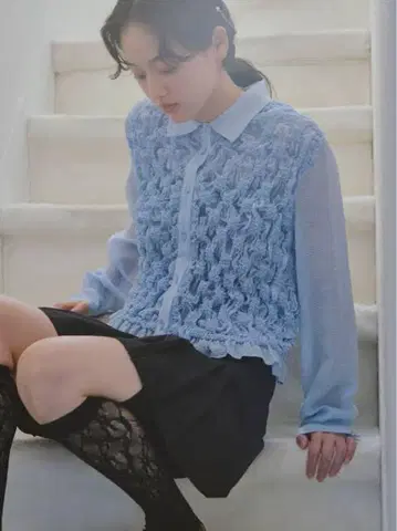 FURFUR 셔링 크롭 셔츠