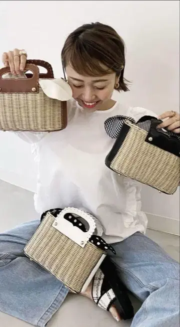 Akiron x Donoban 바스켓백 블랙 체크