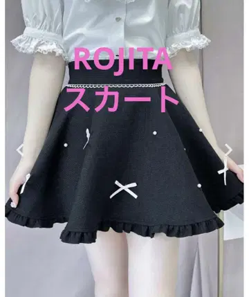 ROJITA 펄 & 리본 트위드 치마바지 블랙 블랙 리본 스커트