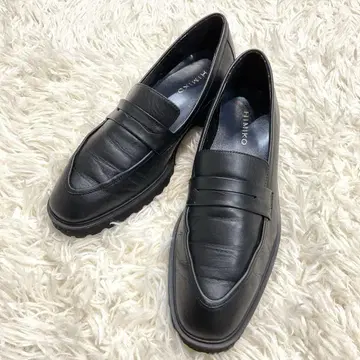 HIMIKO 트랙 밑창 로퍼 코인 로퍼 가죽 블랙 25cm