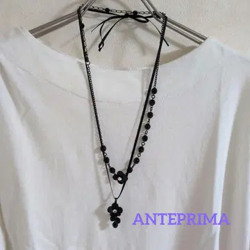 ANTEPRIMA 꽃 모티브 레이어드 2개 블랙 목걸이