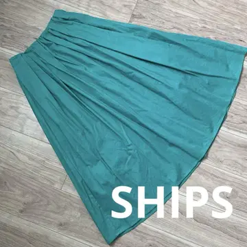 새상품급 SHIPS 쉽스 롱 스커트 그린 린넨