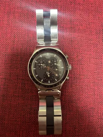 Swatch FUSION 블랙 실버 시계
