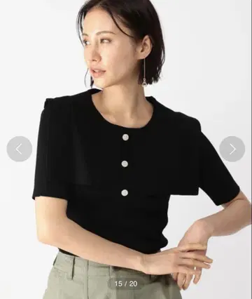 밴야드 스톰 사이즈 1 반팔 빅 칼라 리브 니트