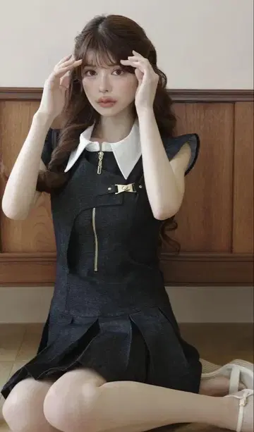 RANDY 비대칭 버클 데님 원피스 인기 완판템