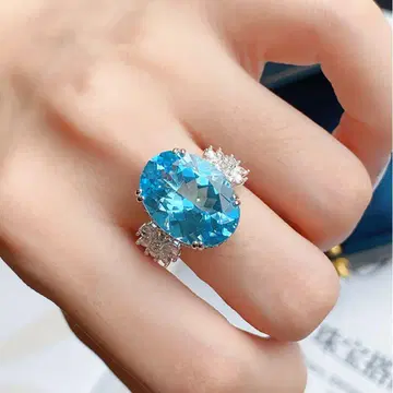 오벌 컷 파랑 스톤 반지