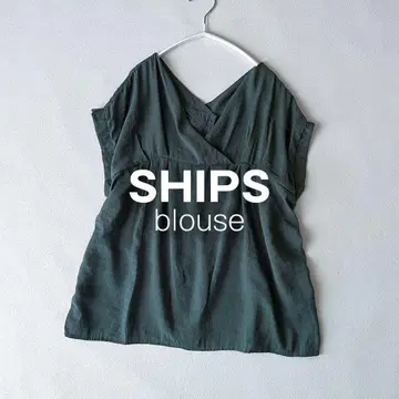 SHIPS 쉽스 셔츠 블라우스 프렌치 슬리브 얇은 소재 반팔 T8