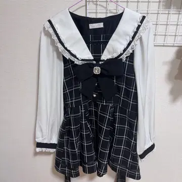 리즈리사 세일러 카라 셋업 블랙 체크