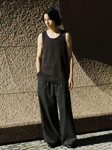 LIDNM 리넨 슬럽 탱크 톱 콜 블랙 S