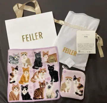 FEILER 페이러 마이 큐트 키툰 파우치, 손수건 세트 고양이