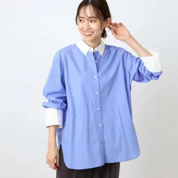 밴야드 스톰 버튼 다운 셔츠 블라우스 화이트 블루