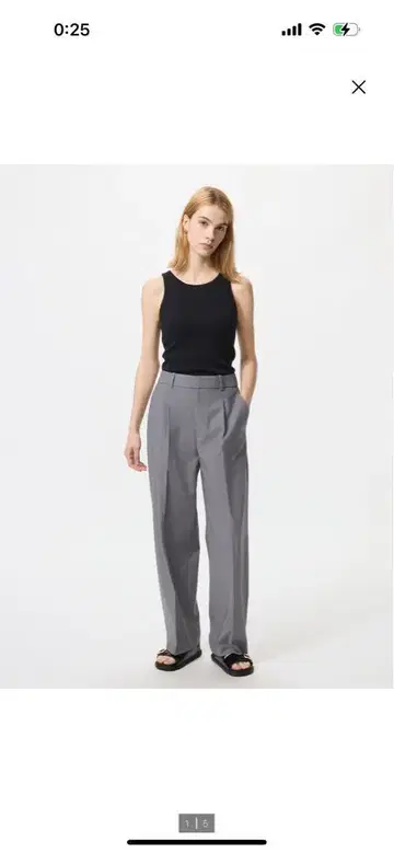 턱 와이드 팬츠 그레이 WOMEN M
