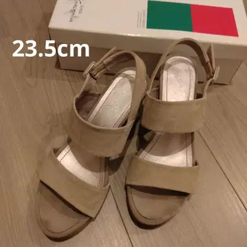 긴자 카네마츠 백 스트랩 샌들 베이지 스웨이드