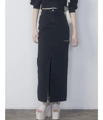 emoda 사이드 컷 데님 스커트 S 사이즈