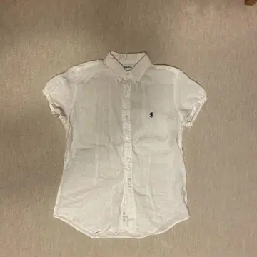 화이트 버튼 다운 반팔 셔츠