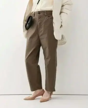 슬로브 이에나 와이드 테이퍼드 팬츠 브라운