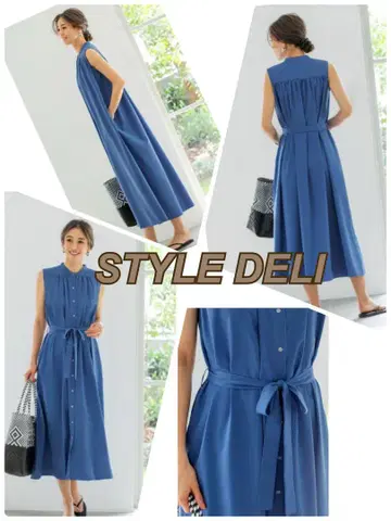 STYLE DELI 부드러운 개더 롱 원피스