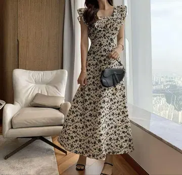 2WAY 프릴 칼라 플라워 원피스 FREE size