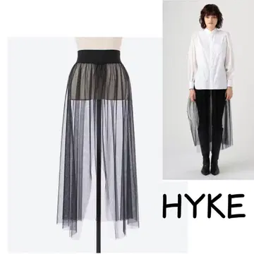 HYKE 하이크 로고 얇은 명주 스커트 블랙 새상품급 오간자