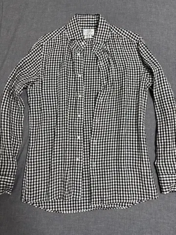 UNITED ARROWS 깅엄 체크 무늬 린넨 셔츠 L 사이즈