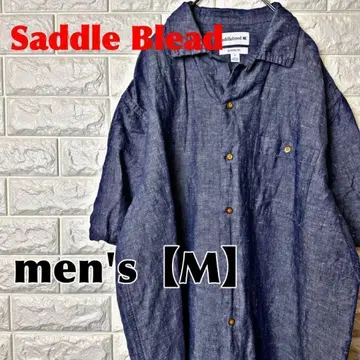 O107 [Saddle blead] 반팔 버튼 셔츠 [남성용 M] 블루