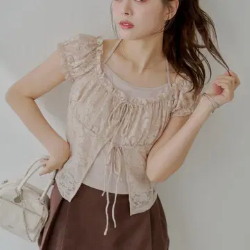 Chico 프론트 리본 레이어드 탑 핑크