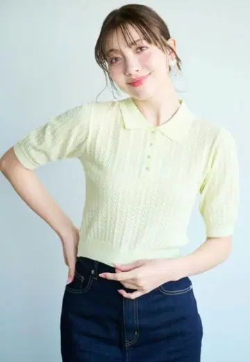 릴리안 캐럿 시스루 니트 폴로