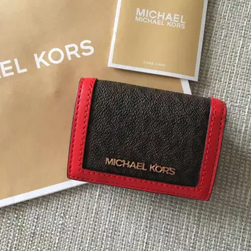 신상품 MICHEAL KORS 마이클코어스 3단 폴더형 지갑 브라운 레드