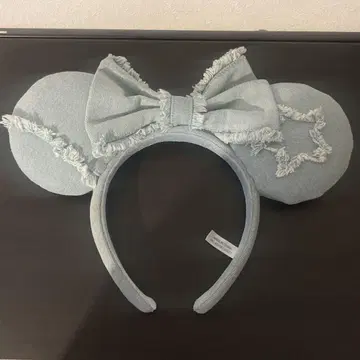 Y2K 스카이블루 데미지 데님 미니 머리띠