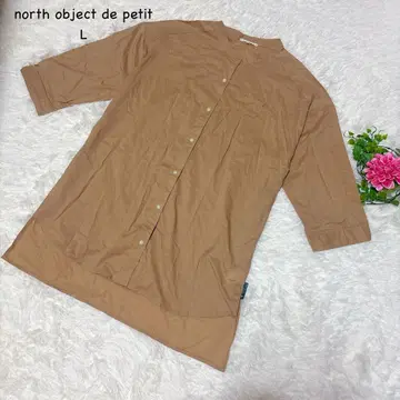 튜닉 L 카멜 캐주얼 코튼 워셔블 밴드 카라 셔츠 원피스