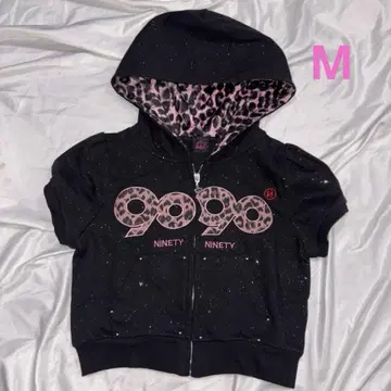 9090 OG 로고 글리터 하프 지퍼 후드 티셔츠