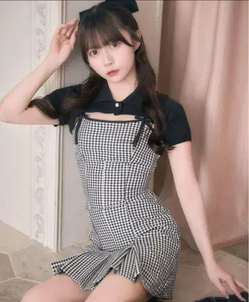 michell 마카롱 숏 볼레로 앙상블 깅엄 원피스