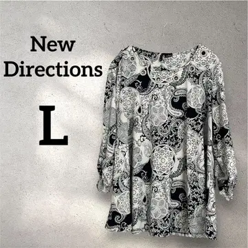 New Directions [L] 7부 소매 페이즐리 무늬 상의