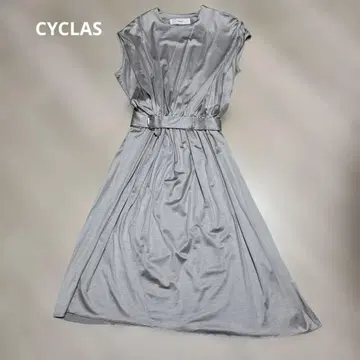 CYCLAS 그레이 슬리브리스 원피스 허리 벨트 포함