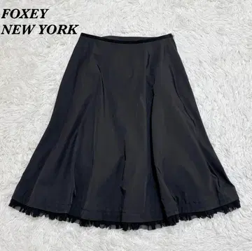 FOXEY NEW YORK 플레어 프릴 스커트 40 L 블랙