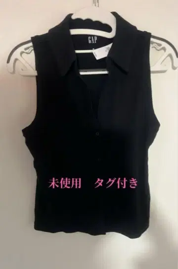 미사용 새상품 GAP 블랙 슬리브리스 셔츠 M 사이즈 택 포함