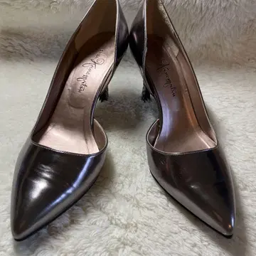 Ginza Kanematsu 메탈릭 핑크 실버 하이힐 25cm