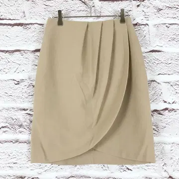 r224 LOUNIE 베이지 드레이프 디자인 타이트 스커트