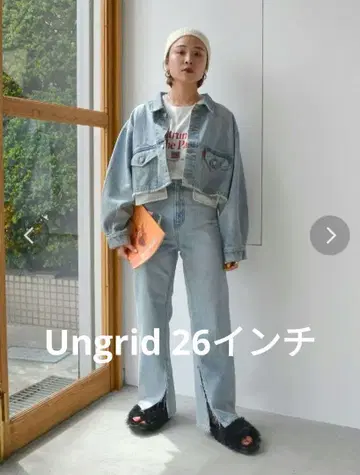 호일 프린트 슬릿 데님 Ungrid 26인치 라이트 블루