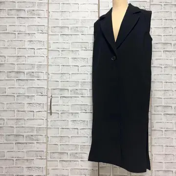 SLY 슬라이 롱베스트 베스트 사이드 슬릿 블랙 블랙 V넥
