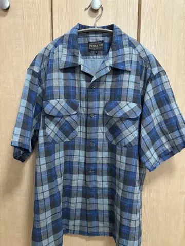 Pendleton 반팔 셔츠 M 블루 계열 체크