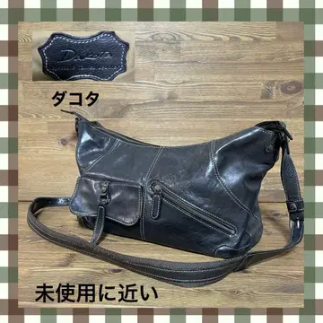 다코타 미사용에 가까운 천연 가죽 다크 브라운 가죽 숄더백