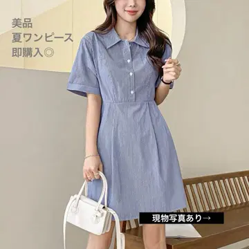 파랑 반팔 셔츠 원피스 미니 원피스 한국 블루 스트라이프