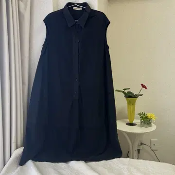 gentry portofino 슬리브리스 셔츠 원피스 블랙