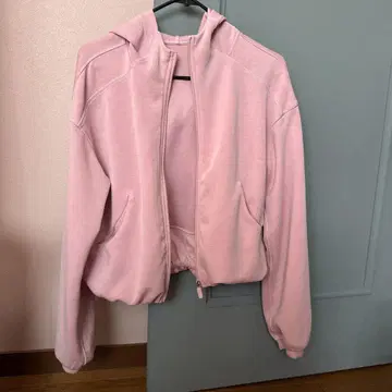 룰루레몬 풀 집업 후드 부착 핑크 자켓