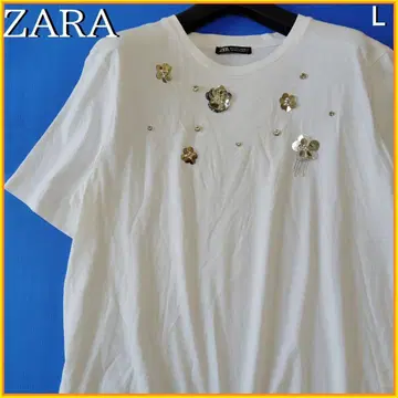 자라 플로럴 비즈 티셔츠 floral beaded t shirt