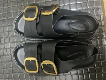 밀라오웬 블랙 더블 버클 샌들